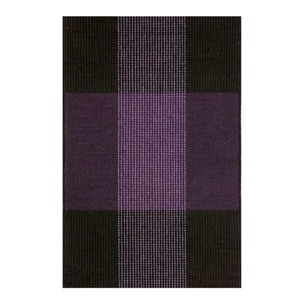 Fialovo-černý ručně tkaný vlněný koberec Linie Design Bologna, 50 x 80 cm