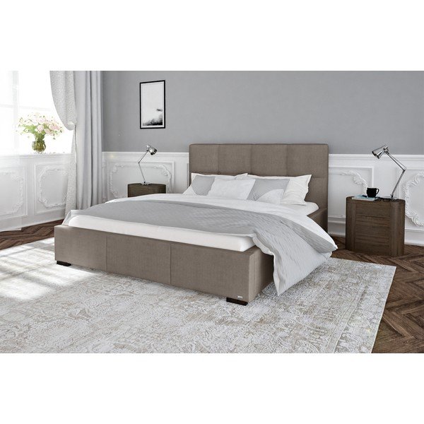Šedohnědá dvoulůžková postel s roštem a úložným prostorem Guy Laroche Home Fascination, 140 x 200 cm-image-1