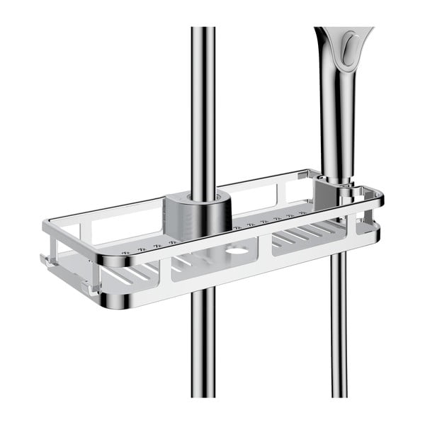 Samodržící plastová koupelnová polička v leskle stříbrné barvě Libertà – Wenko-image-2