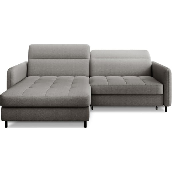 Šedá sametová rozkládací/s úložným prostorem rohová pohovka (levý roh/s lenoškou) Gomsi – ELTAP