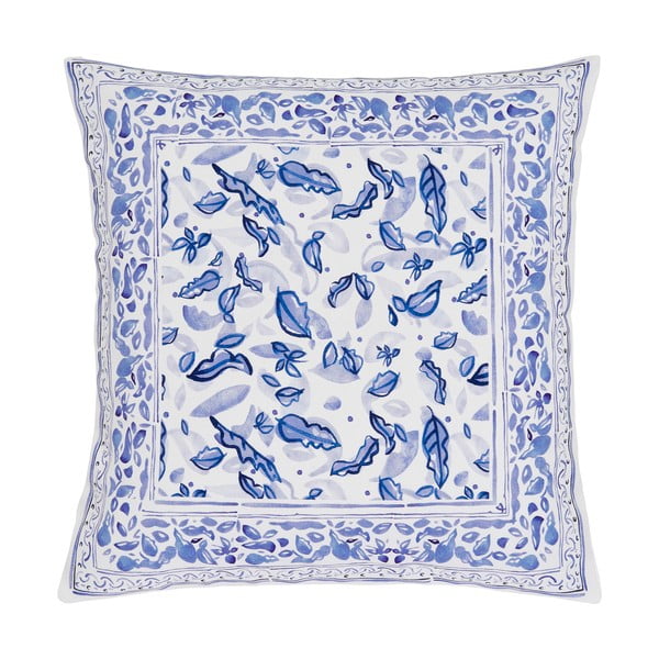 Modro-béžový bavlněný dekorativní povlak na polštář Westwing Collection Andrea, 45 x 45 cm