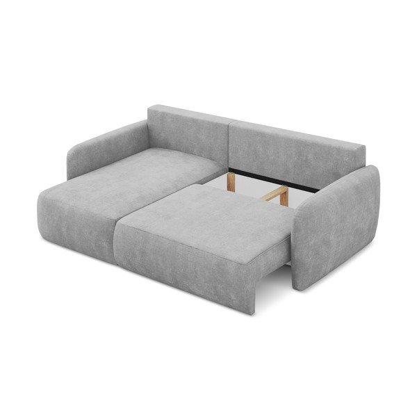 Světle šedá žinylková rozkládací/s úložným prostorem rohová pohovka (levý roh/s lenoškou) Lilo – Makamii-image-3