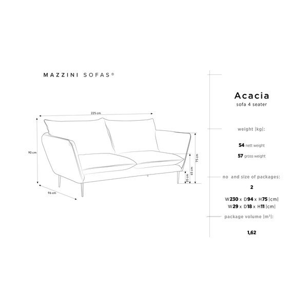 Béžová sametová pohovka Mazzini Sofas Acacia, délka 225 cm-image-3