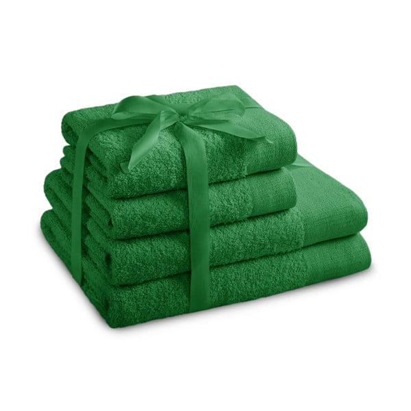 Zelené froté bavlněné ručníky a osušky v sadě 4 ks Amari – Restilo