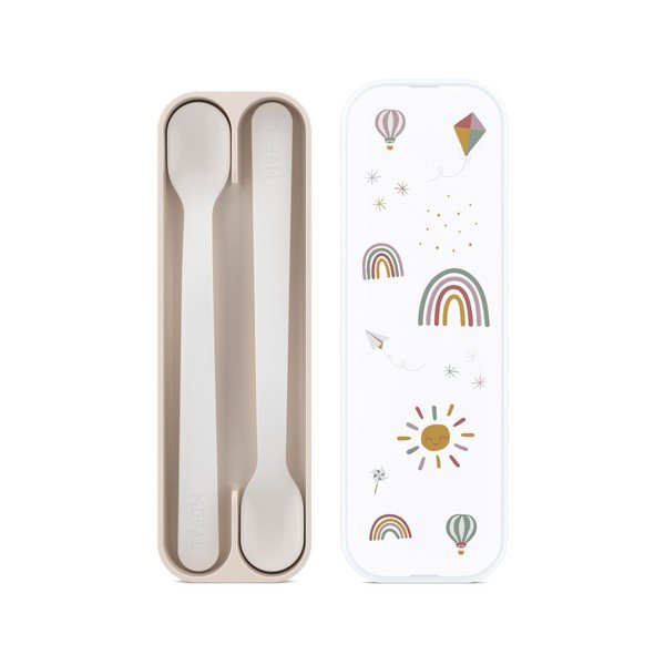 Béžové plastové dětské lžičky v sadě 2 ks Sunshine & Rainbow – Mepal
