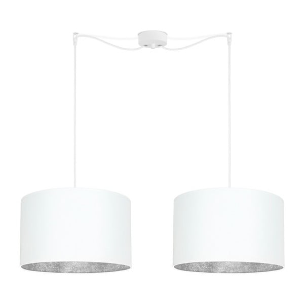 Bílé dvojité stropní svítidlo s vnitřkem ve stříbrné barvě Sotto Luce Mika