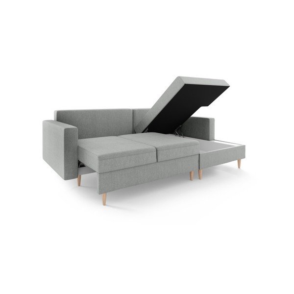 Šedá rozkládací pohovka s úložným prostorem Mazzini Sofas Aubrieta, pravý roh-image-2