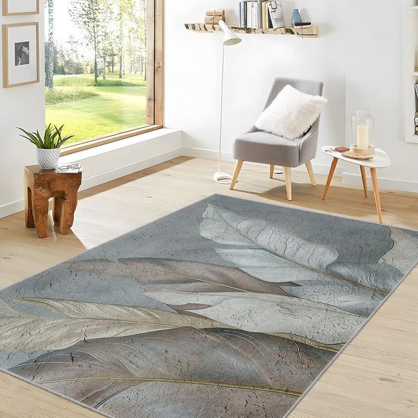 Zeleno-šedý pratelný koberec 80x150 cm Dusty Leaves – Mila Home-image-4