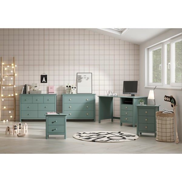 Nízká dětská komoda z borovicového dřeva v petrolejové barvě 100x80 cm Max – Marckeric-image-2