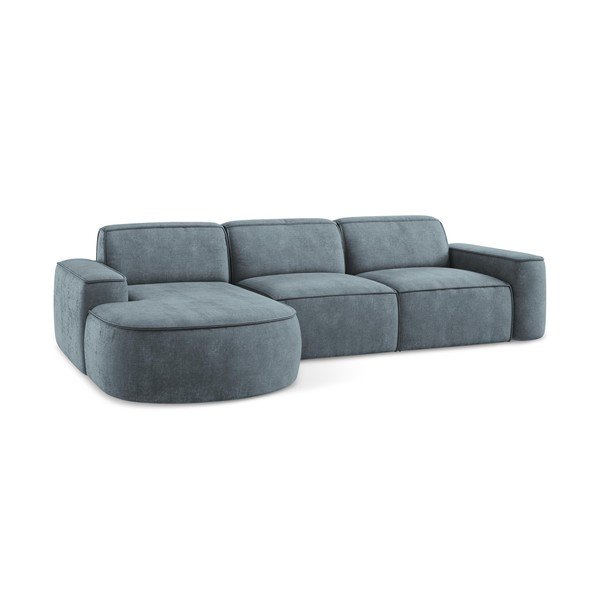 Šedomodrá žinylková rohová pohovka (levý roh/s lenoškou) Omao – Makamii-image-4