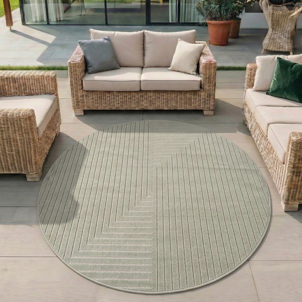 Zelený kulatý vnitřní a venkovní koberec ø 120 cm Nova 1202 – Ayyildiz Carpets-image-1