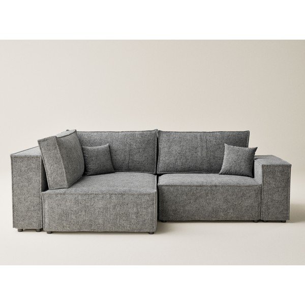 Šedá žinylková rozkládací/s úložným prostorem rohová pohovka (levý roh/do L) Tonga – Maison de Rêve-image-2