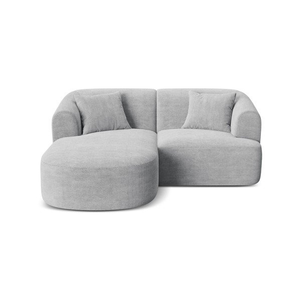 Světle šedá manšestrová rohová pohovka (levý roh/s lenoškou) Campi – Cosmopolitan Design