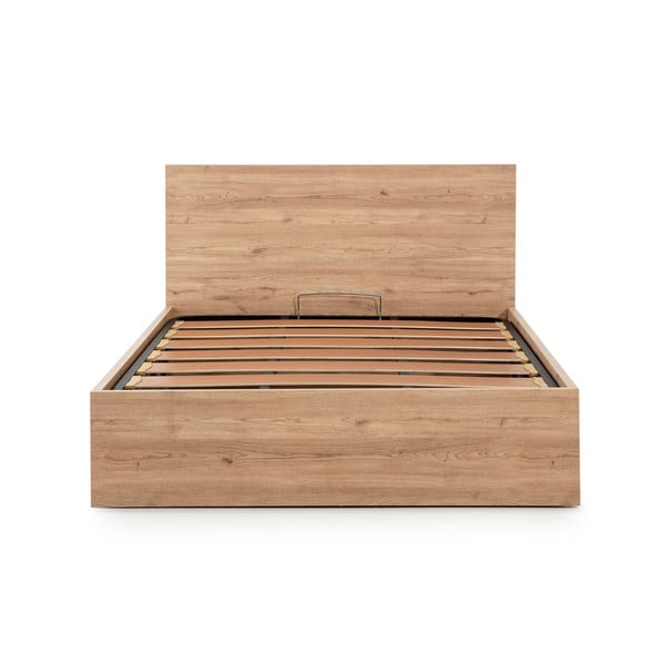 Dvoulůžková postel s úložným prostorem s roštem 160x200 cm v přírodní barvě Kronos – Marckeric-image-2