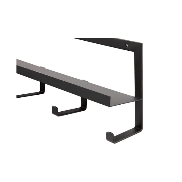 Černý kovový nástěnný věšák s poličkou Quinn – WOOOD-image-3