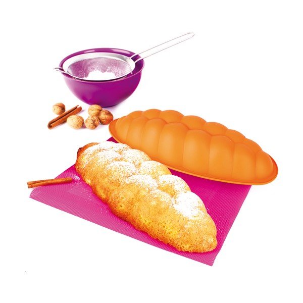 Oranžová silikonová forma na vánočku Orion Twist, 38 x 15 cm-image-3