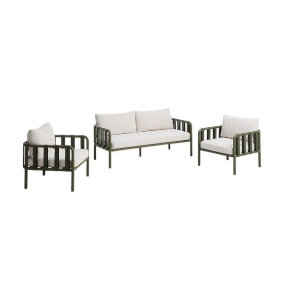Zelený/béžový hliníkový zahradní lounge set pro 4 osoby Omala – Kave Home