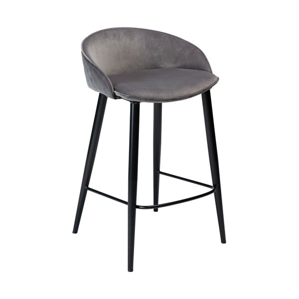 Šedá sametová barová židle DAN-FORM Denmark Dual, výška 91 cm