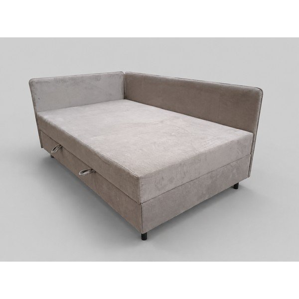 Taupe čalouněná jednolůžková postel s úložným prostorem s matrací 120x200 cm Avela - II. jakost – Bonami Selection-image-1