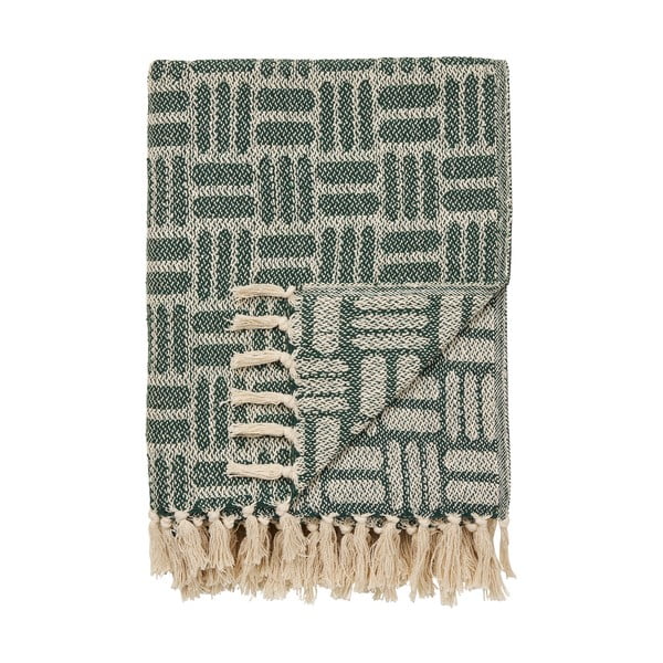 Zelená deka z recyklované bavlny 130x180 cm Adana – House Nordic