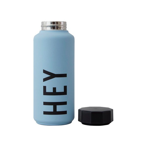 Světle modrá termo láhev Design Letters Hey, 500 ml-image-1
