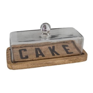 Dřevěný podnos na dort se skleněným poklopem Antic Line Cake