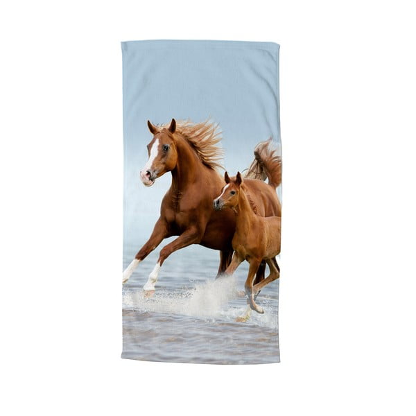 Modrá/hnědá dětská sametová plážová osuška 75x150 cm Free – Good Morning