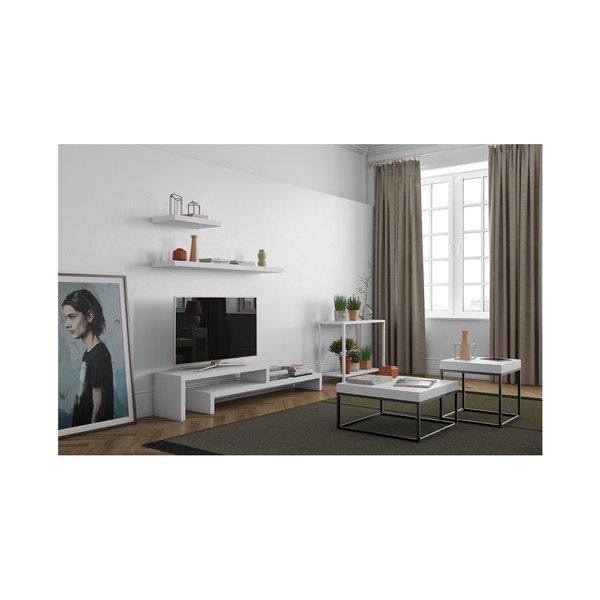 Bílý odkládací stolek s černou konstrukcí TemaHome Petra-image-3