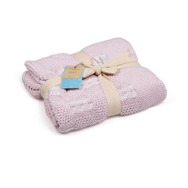 Růžová bavlněná dětská deka Baby Ecru Lana, 90 x 90 cm
