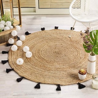 Kulatý koberec v černo-přírodní barvě ø 120 cm Shira – douceur d'intérieur