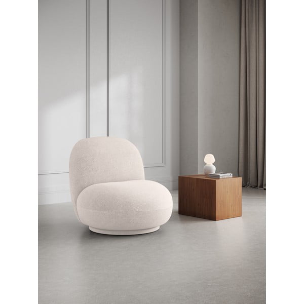 Bílé křeslo z textilie bouclé Chuck – Micadoni Home-image-1