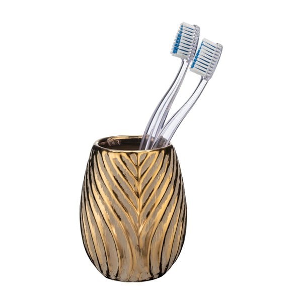 Keramický kelímek na zubní kartáčky ve zlaté barvě Idro – Wenko-image-1