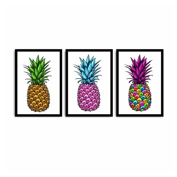 Trojdílný obraz Pineapple, 109 x 50 cm