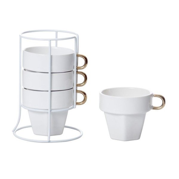 Sada 4 hrnků se stojánkem Present Time Cappuccino Tower
