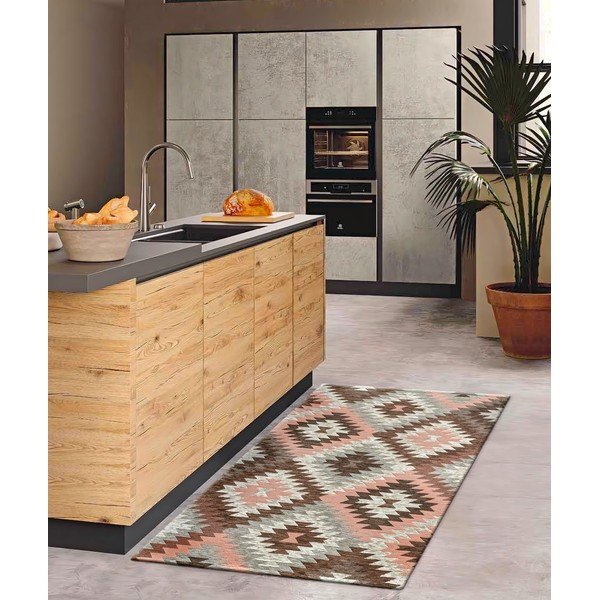 Růžovo-hnědý pratelný běhoun 55x115 cm Avana Rosa – Floorita-image-1