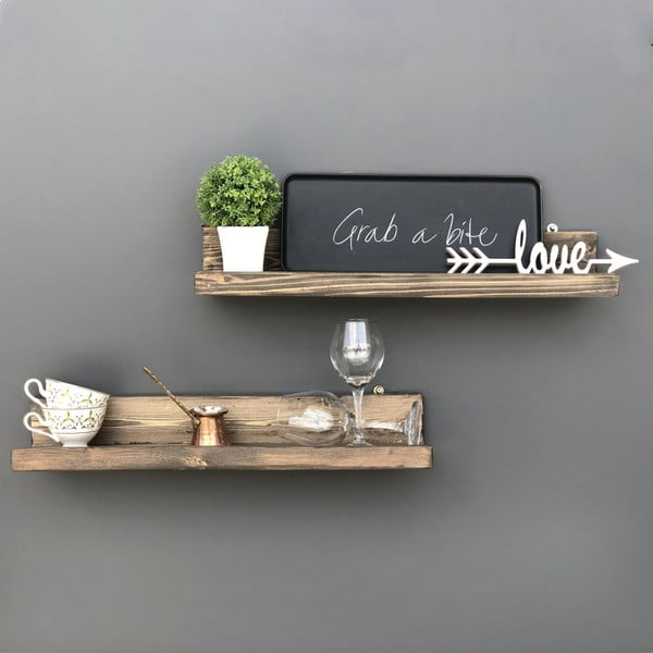 Sada 2 dřevěných nástěnných polic Simple-image-3