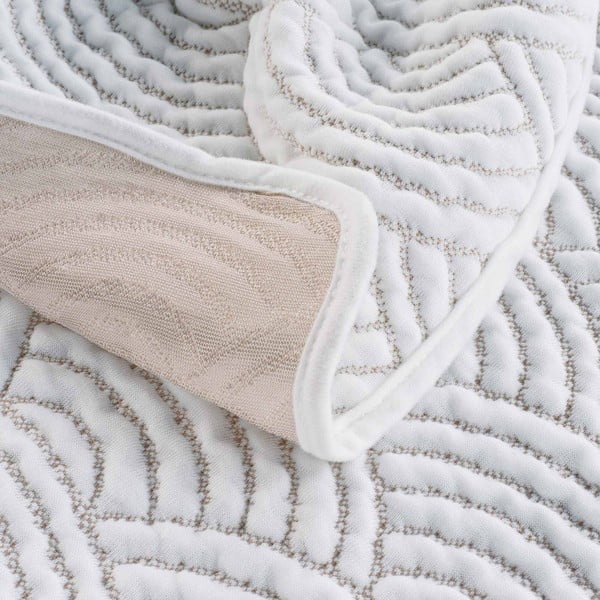 Bílý/béžový set přehozu a povlaku na polštář jersey 240x260 cm Cassandra – douceur d'intérieur-image-2