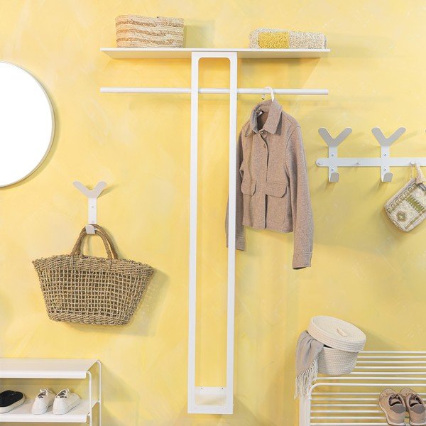 Bílý ocelový nástěnný věšák s poličkou 100 cm Luno Large – Spinder Design-image-2