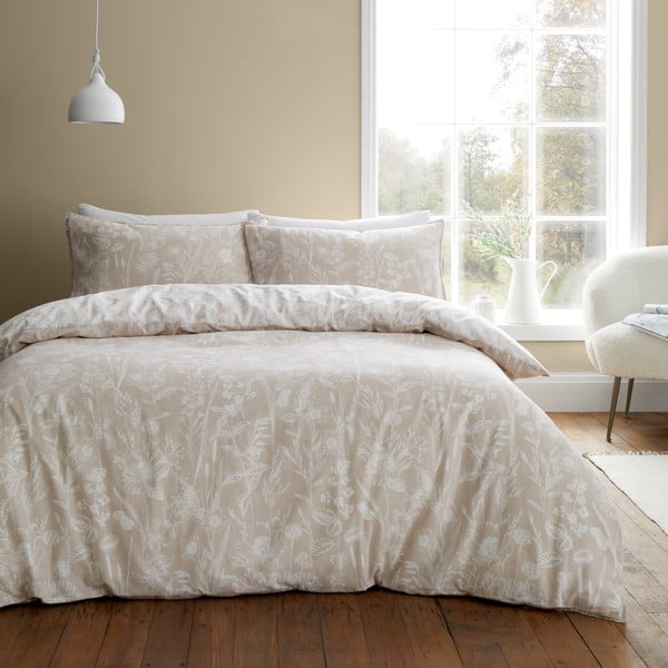 Béžové flanelové povlečení na jednolůžko 135x200 cm Floral Toile – Bianca-image-2