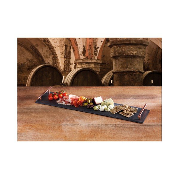 Břidlicový podnos Kitchen Craft Master Class s měděnými úchyty, délka 60 cm-image-1