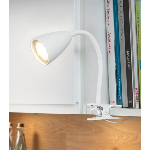 Bílá stolní lampa s klipem (výška 20 cm) Wanda – Trio-image-1