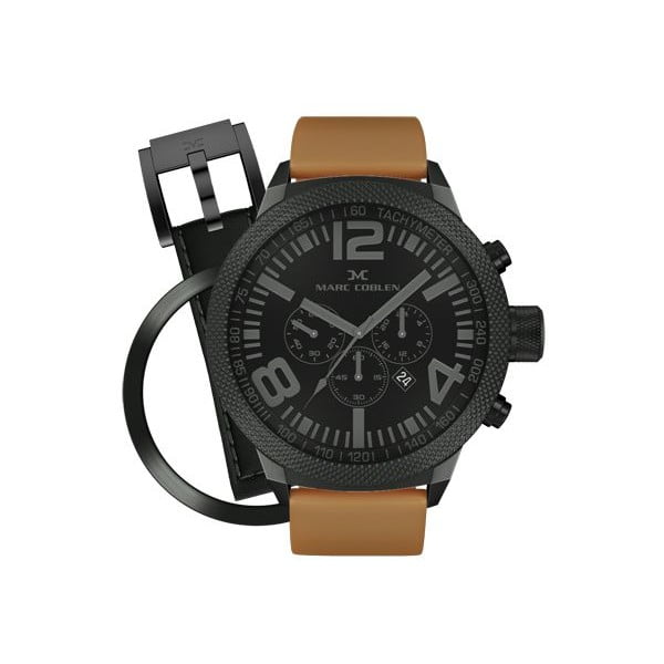 Pánské hodinky Marc Coblen s páskem a kroužkem navíc P46