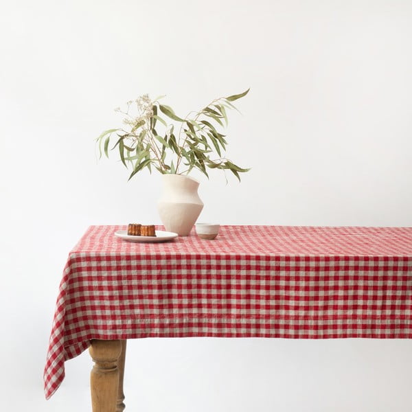 Lněný ubrus 140x350 cm Red Gingham – Linen Tales