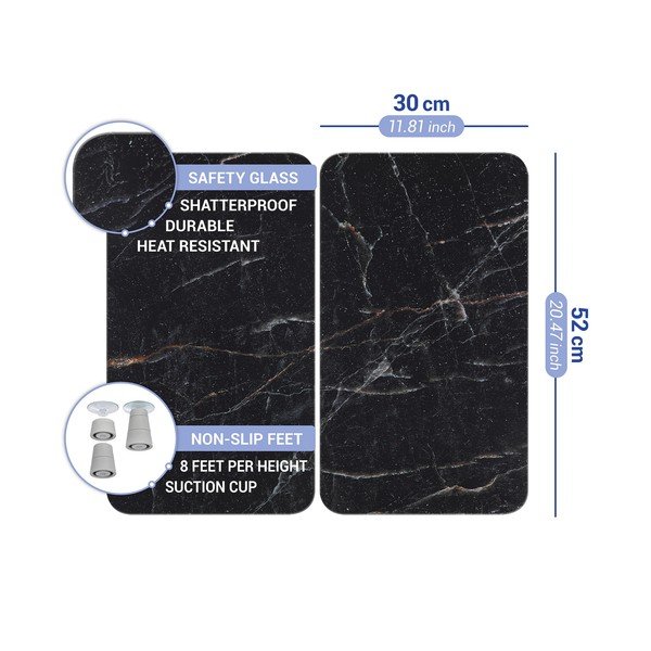 Kryty na sporák v sadě 2 ks z tvrzeného skla 52x30 cm Black Marble – Wenko-image-4