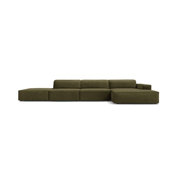 Khaki sametová modulární rohová pohovka (pravý roh/s lenoškou) Jodie – Micadoni -image-3
