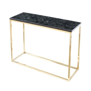 Černý žulový konzolový stolek s podnožím ve zlaté barvě, délka 100 cm