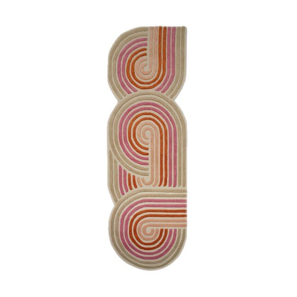 Růžový ručně tkaný vlněný běhoun 80x300 cm Spiral Shaped  – Flair Rugs