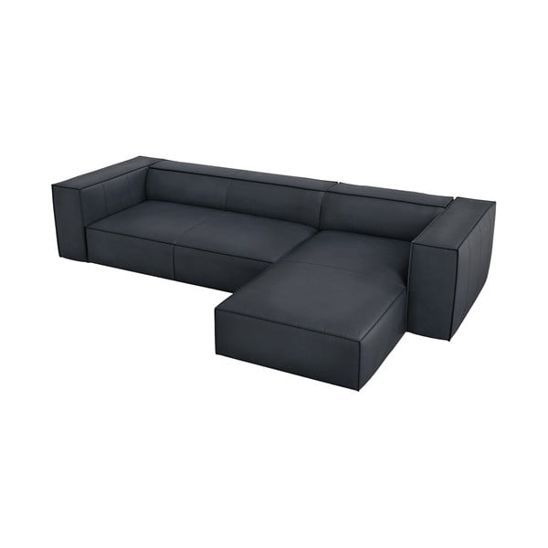 Tmavě modrá kožená rohová pohovka (pravý roh) Madame – Windsor & Co Sofas-image-2