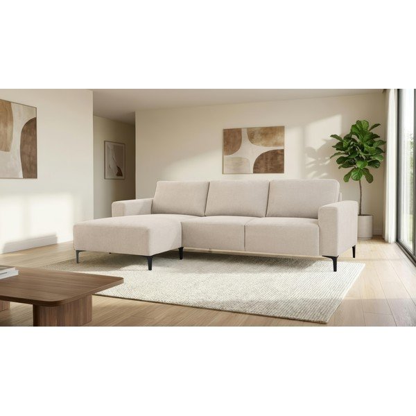 Béžová žinylková rohová pohovka (levý roh/s lenoškou) Fabian – Scandic-image-1