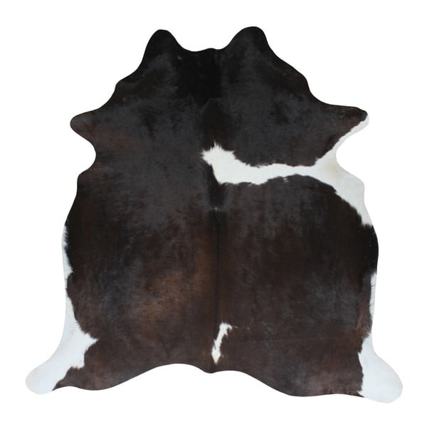 Černo-hnědý koberec z hovězí kůže, 195 x 175 cm